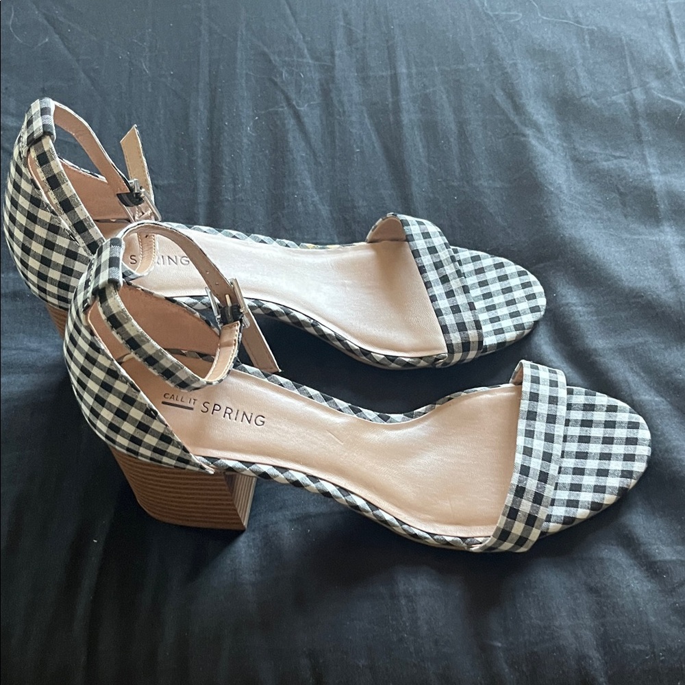 Call It Spring Black and White Checkered Heels - Picture 4 of 6